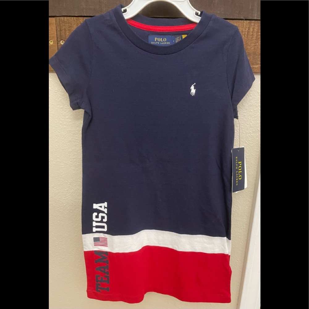 POLO RALPH LAUREN Little Girl TEAM USA cotton jersey T shirt dress